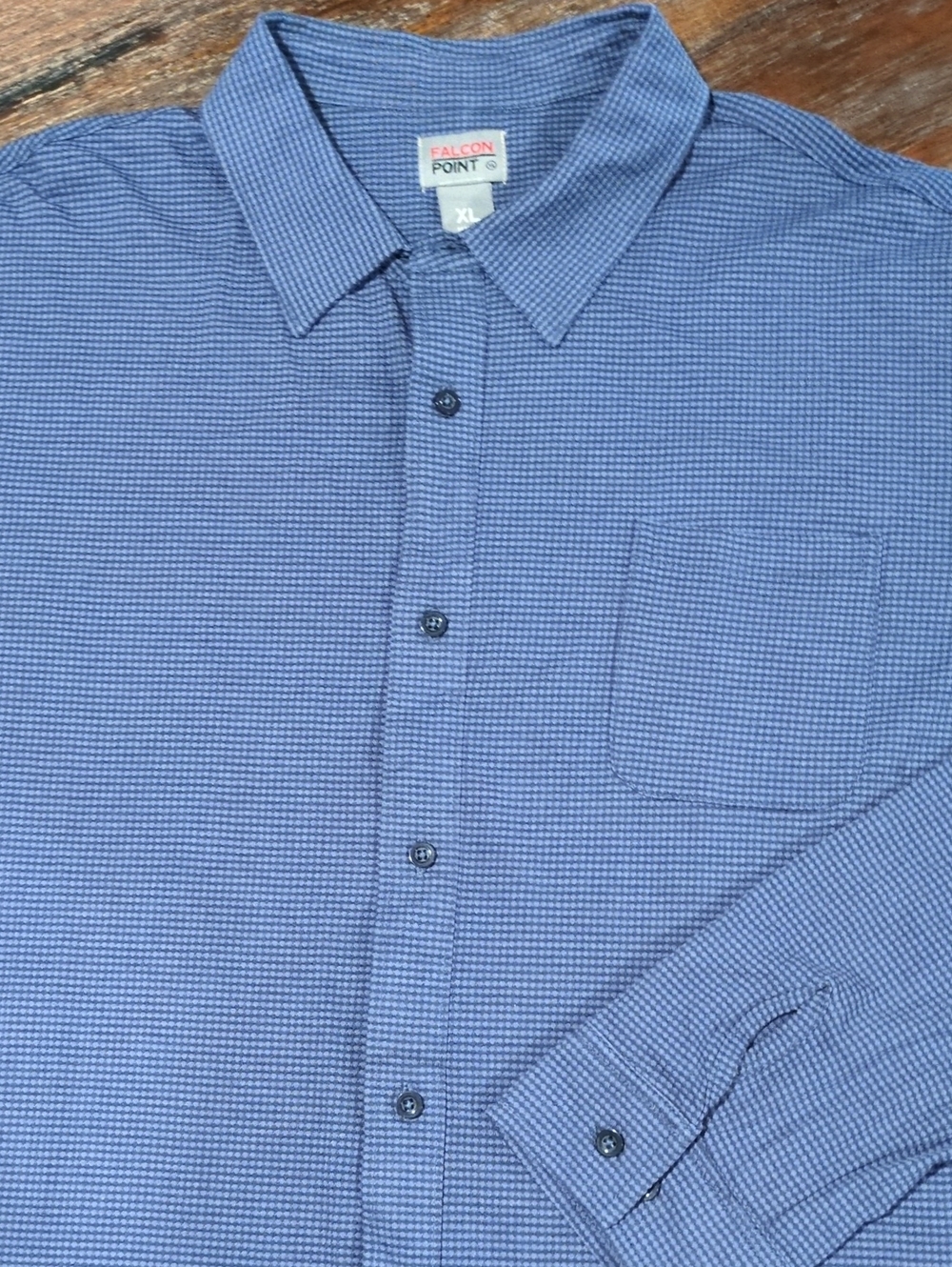Men's Blue Check Button-Up Shirt - XL